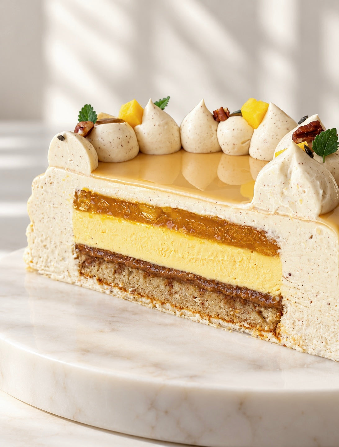 Entremets pécan mangue passion